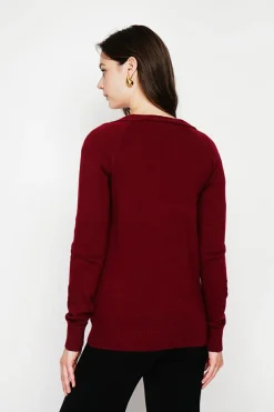 C&Jo Gilets Et Cardigans|Gilet col v boutonné bordeaux