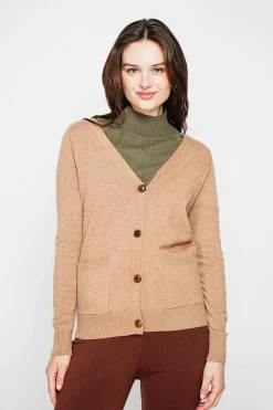 C&Jo Gilets Et Cardigans|Gilet col v boutonné camel