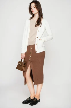 C&Jo Gilets Et Cardigans|Gilet col v boutonné naturel