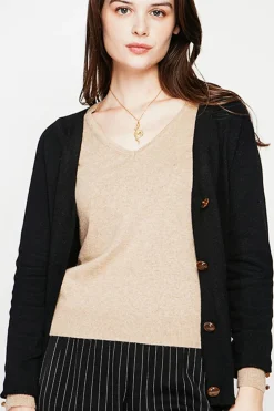 C&Jo Gilets Et Cardigans|Gilet col v boutonné noir