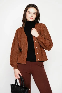 C&Jo Gilets Et Cardigans|Gilet col v marron