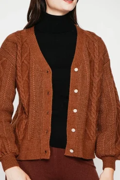 C&Jo Gilets Et Cardigans|Gilet col v marron