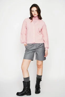 C&Jo Gilets Et Cardigans|Gilet col v rose poudré