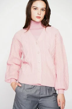 C&Jo Gilets Et Cardigans|Gilet col v rose poudré