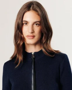 Rodier Gilets Et Cardigans|Gilet Denitsa zippé bleu nuit