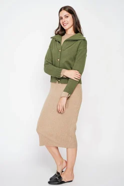 C&Jo Gilets Et Cardigans|Gilet double col kaki