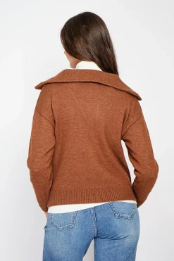 C&Jo Gilets Et Cardigans|Gilet double col marron