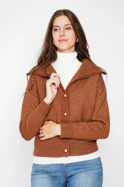 C&Jo Gilets Et Cardigans|Gilet double col marron