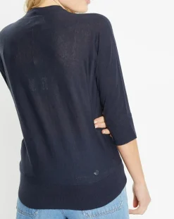 Jodhpur Gilets Et Cardigans|Gilet droit en Lin & Coton Mimosa bleu marine