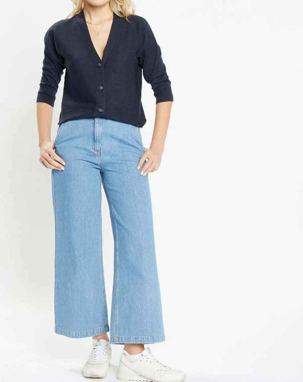 Jodhpur Gilets Et Cardigans|Gilet droit en Lin & Coton Mimosa bleu marine