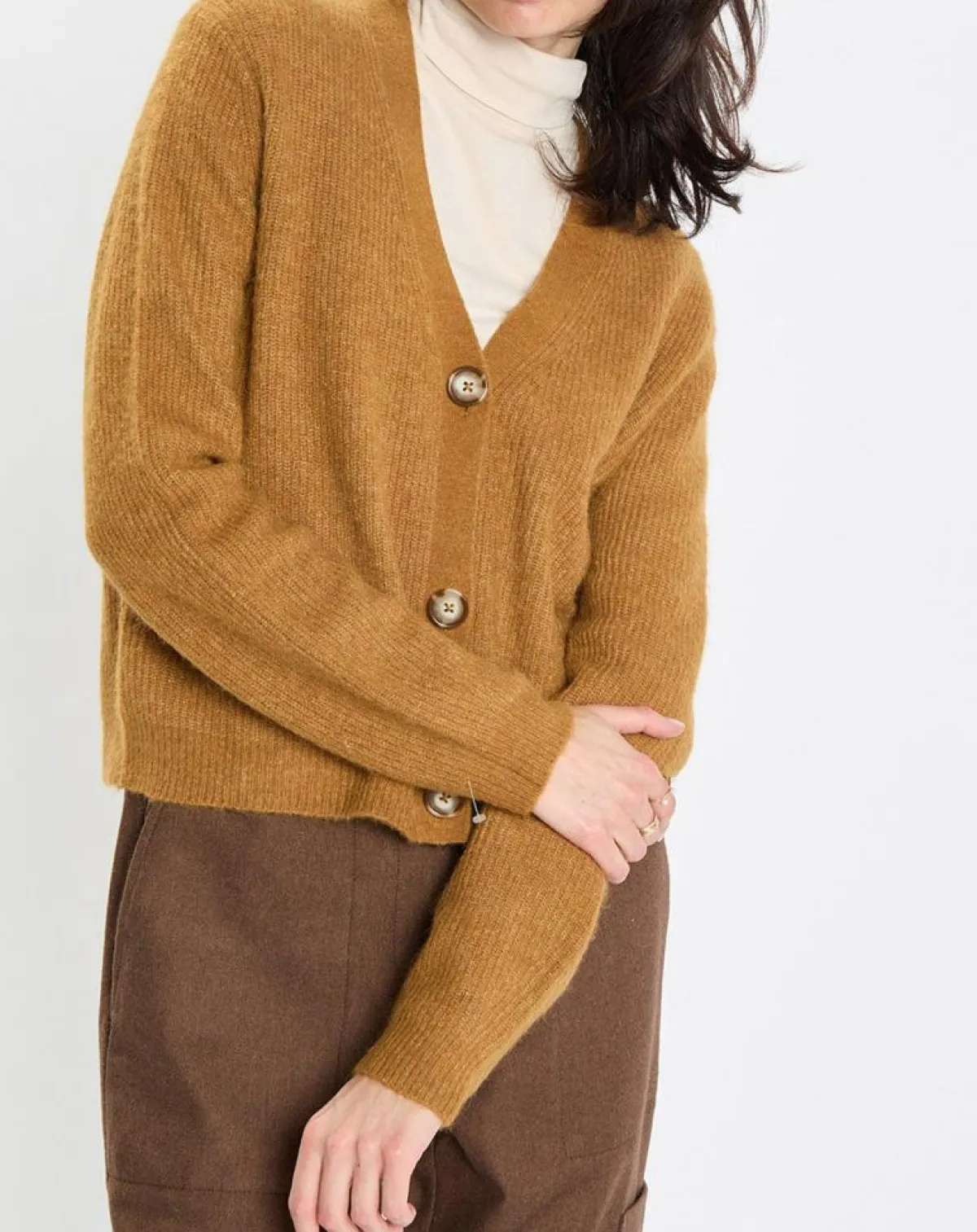 Marc O'Polo Gilets Et Cardigans|Gilet en Alpaga & Laine mélangés 3 Boutons kaki marron