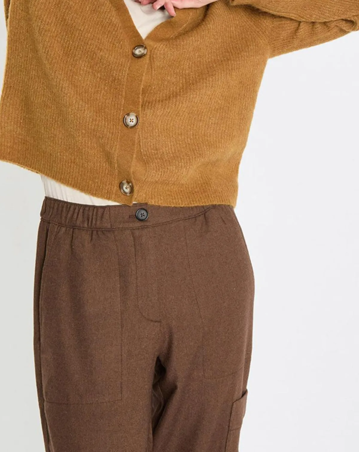 Marc O'Polo Gilets Et Cardigans|Gilet en Alpaga & Laine mélangés 3 Boutons kaki marron