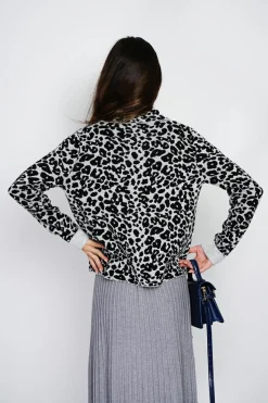 Assuili Gilets Et Cardigans|Gilet en Cachemire & Soie mélangés Léopard noir