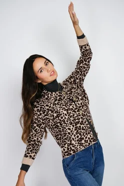 Assuili Gilets Et Cardigans|Gilet en Cachemire & Soie mélangés Léopard camel/marron