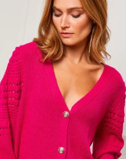 Fleur de cachemire Gilets Et Cardigans|Gilet en Cachemire mélangé Liv fushia