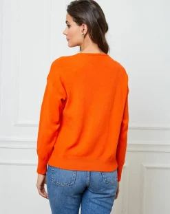 Fleur de cachemire Gilets Et Cardigans|Gilet en Cachemire mélangé Laura orange
