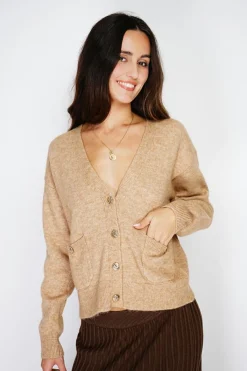 Assuili Gilets Et Cardigans|Gilet en Cachemire mélangé grand col camel