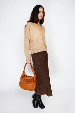 Assuili Gilets Et Cardigans|Gilet en Cachemire mélangé grand col camel