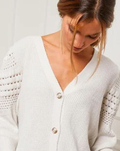 Fleur de cachemire Gilets Et Cardigans|Gilet en Cachemire mélangé Liv ecru