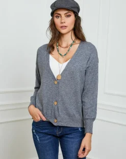 Fleur de cachemire Gilets Et Cardigans|Gilet en Cachemire mélangé Laura gris