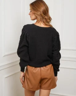 Fleur de cachemire Gilets Et Cardigans|Gilet en Cachemire mélangé Liv noir