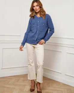 Fleur de cachemire Gilets Et Cardigans|Gilet en Cachemire mélangé Stephanie indigo