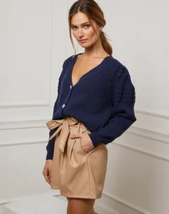 Fleur de cachemire Gilets Et Cardigans|Gilet en Cachemire mélangé Liv marine