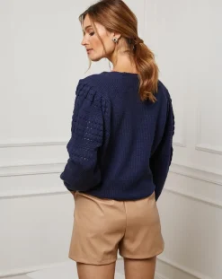 Fleur de cachemire Gilets Et Cardigans|Gilet en Cachemire mélangé Liv marine