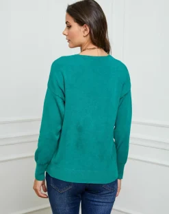 Fleur de cachemire Gilets Et Cardigans|Gilet en Cachemire mélangé Laura vert