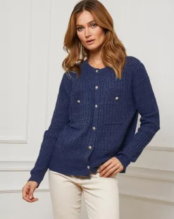 Fleur de cachemire Gilets Et Cardigans|Gilet en Cachemire mélangé Stephanie marine