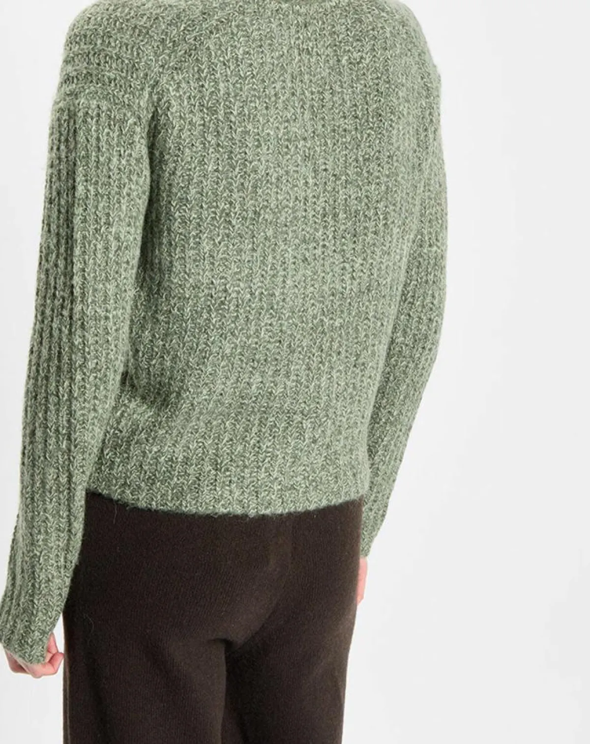 Marc O'Polo Gilets Et Cardigans|Gilet en Coton, Laine & Alpaga mélangés grosse maille chiné vert foncé