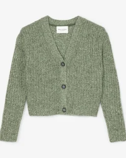 Marc O'Polo Gilets Et Cardigans|Gilet en Coton, Laine & Alpaga mélangés grosse maille chiné vert foncé