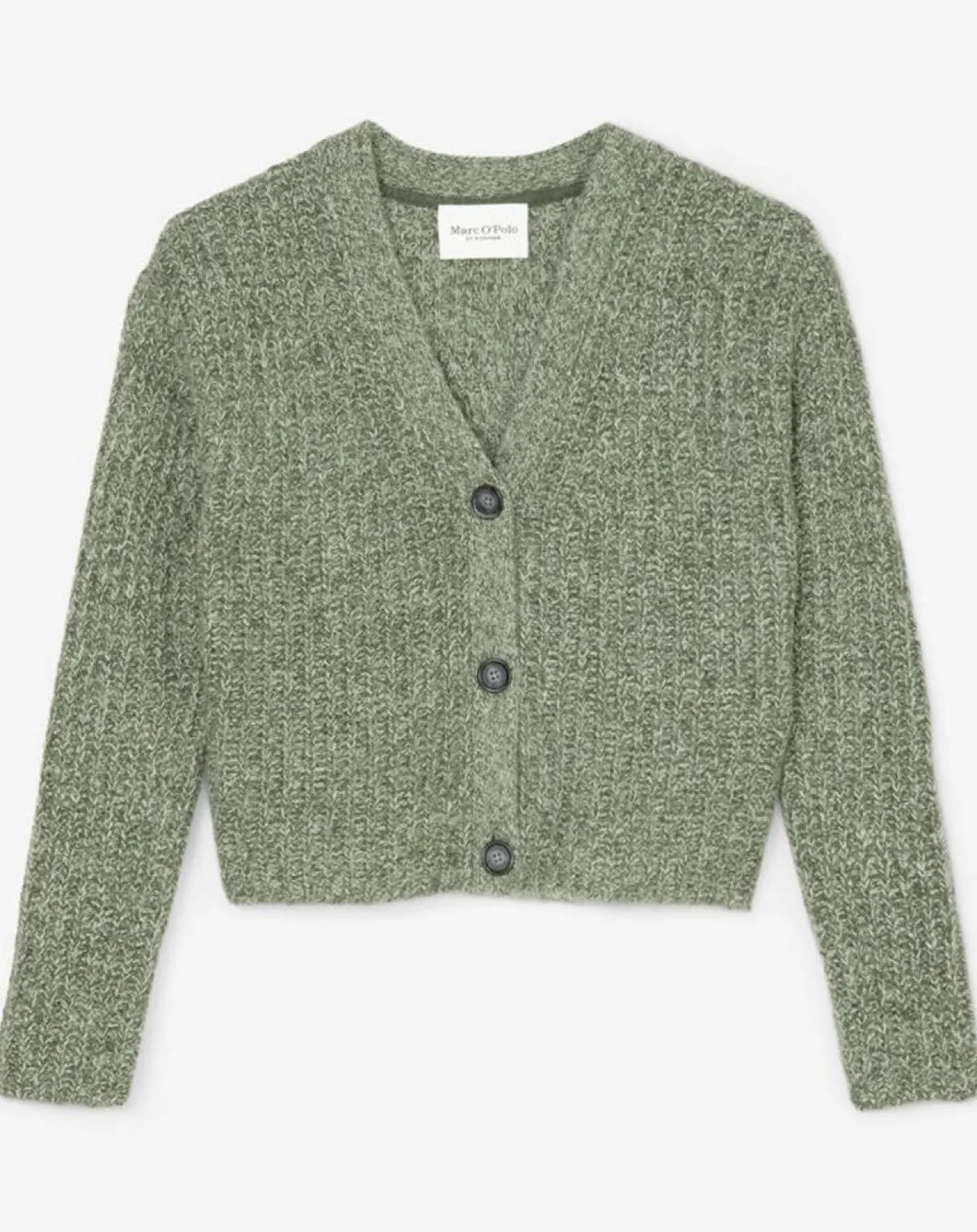 Marc O'Polo Gilets Et Cardigans|Gilet en Coton, Laine & Alpaga mélangés grosse maille chiné vert foncé