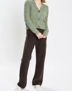 Marc O'Polo Gilets Et Cardigans|Gilet en Coton, Laine & Alpaga mélangés grosse maille chiné vert foncé