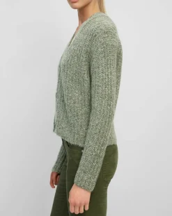 Marc O'Polo Gilets Et Cardigans|Gilet en Coton, Laine & Alpaga mélangés grosse maille chiné vert foncé