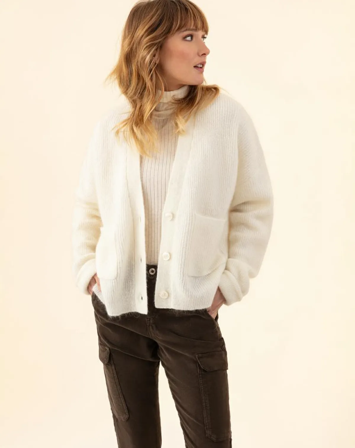 Indies Gilets Et Cardigans|Gilet en Kidmohair & Laine mélangés Bonnie écru