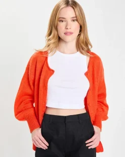 Galeries Lafayette Gilets Et Cardigans|Gilet en Laine & Mohair mélangés Maille Boston 2 rouge moyen