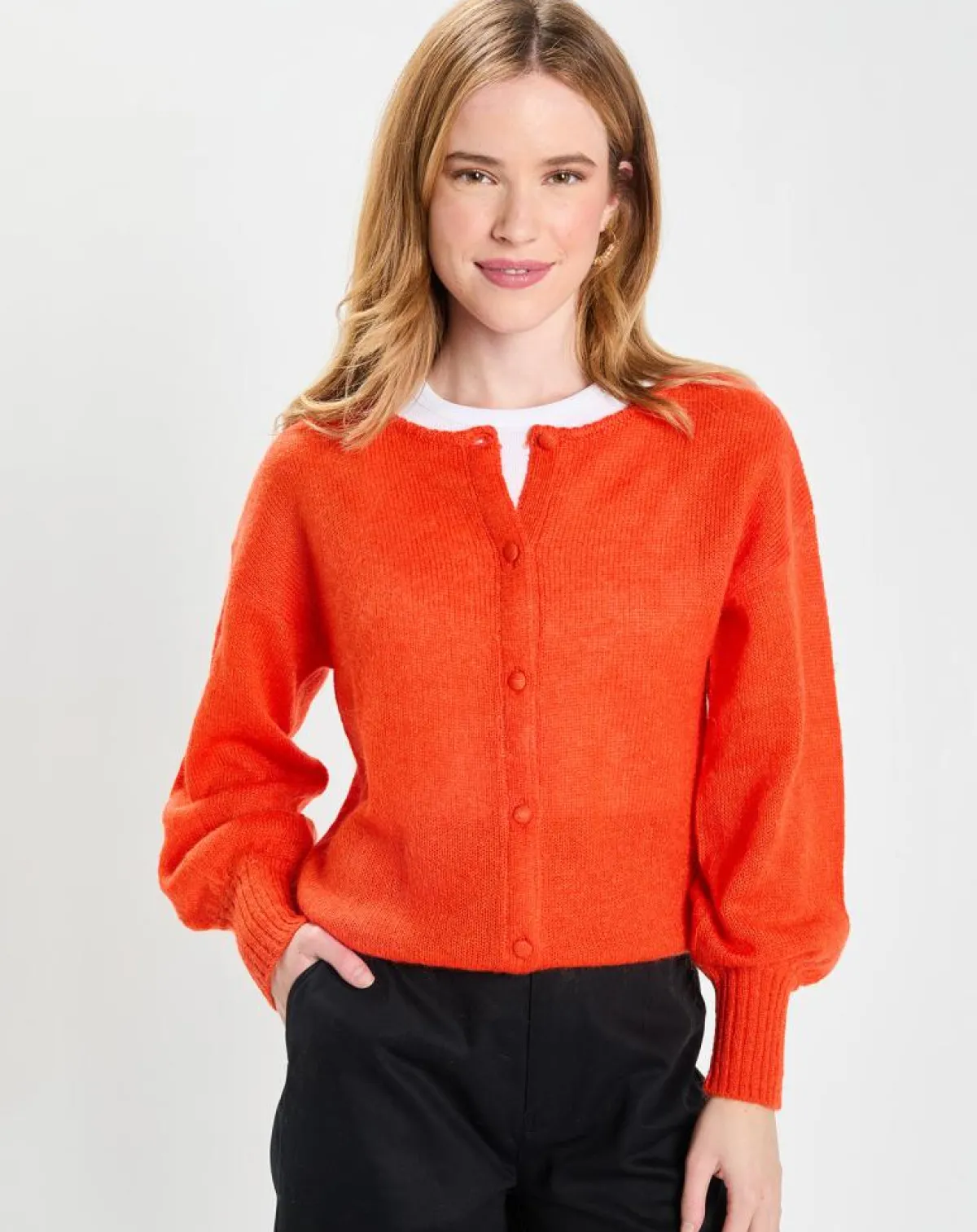 Galeries Lafayette Gilets Et Cardigans|Gilet en Laine & Mohair mélangés Maille Boston 2 rouge moyen