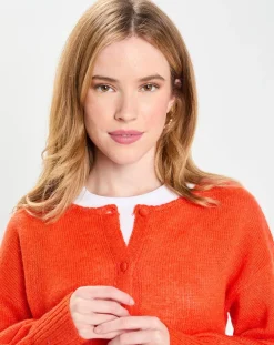 Galeries Lafayette Gilets Et Cardigans|Gilet en Laine & Mohair mélangés Maille Boston 2 rouge moyen