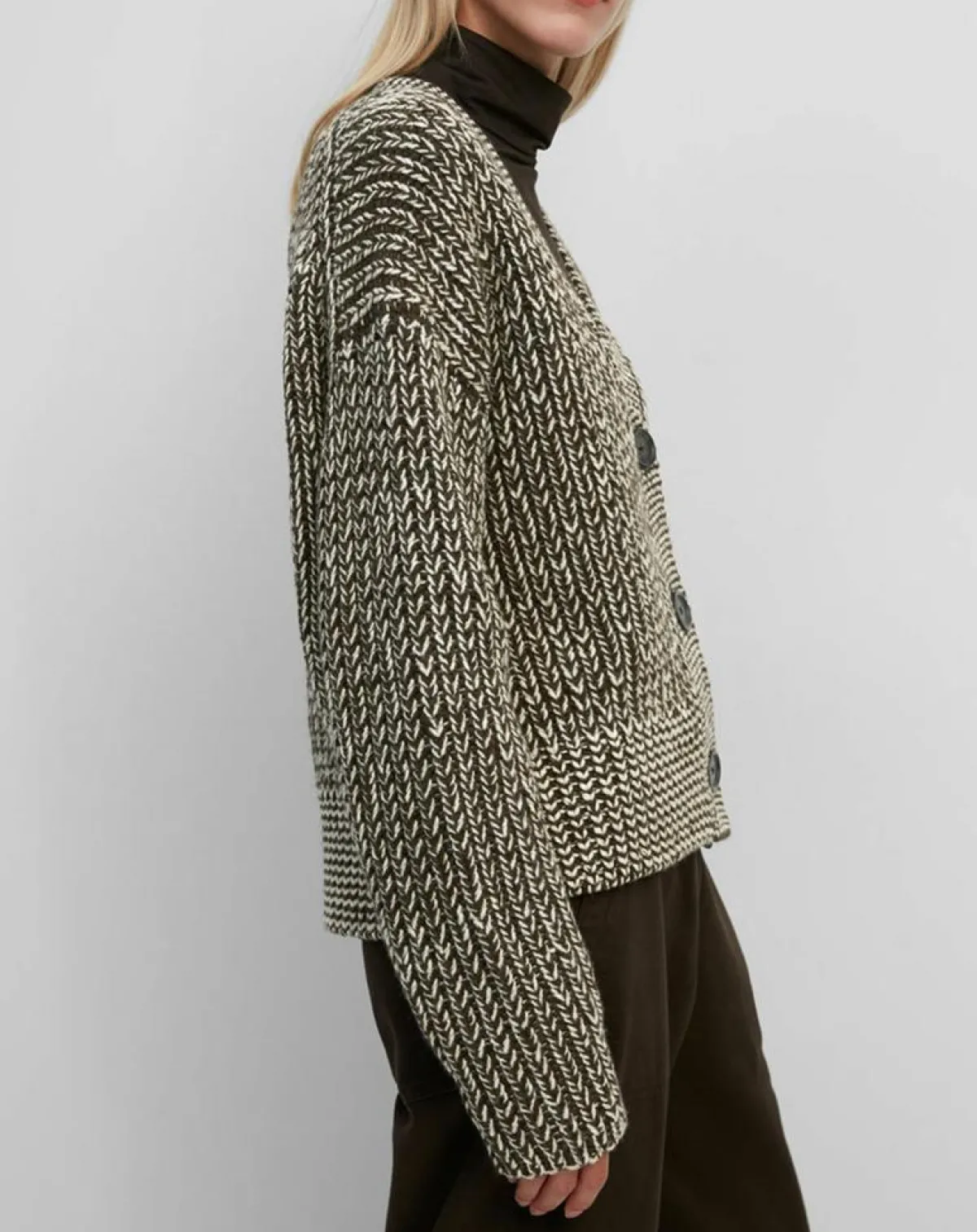 Marc O'Polo Gilets Et Cardigans|Gilet en Laine mélangée grosse maille marron/écru