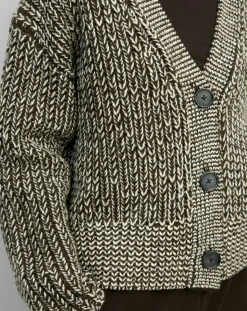 Marc O'Polo Gilets Et Cardigans|Gilet en Laine mélangée grosse maille marron/écru