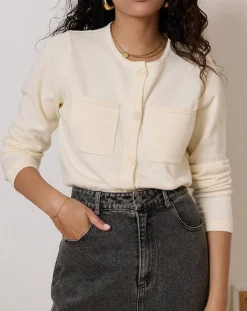 Garance Paris Pulls|Gilet en Laine mélangée Tim écru