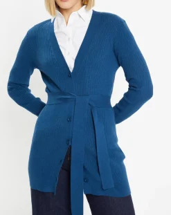 Galeries Lafayette Gilets Et Cardigans|Gilet en Maille côtelée stretch Fernand bleu foncé