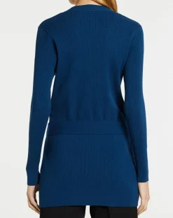 Galeries Lafayette Gilets Et Cardigans|Gilet en Maille côtelée stretch Fernand bleu foncé