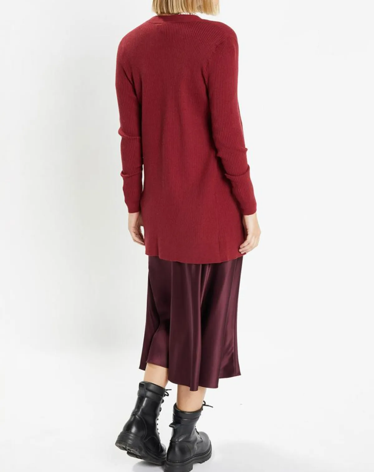 Galeries Lafayette Gilets Et Cardigans|Gilet en Maille côtelée stretch Fernand bordeaux