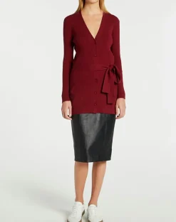 Galeries Lafayette Gilets Et Cardigans|Gilet en Maille côtelée stretch Fernand bordeaux