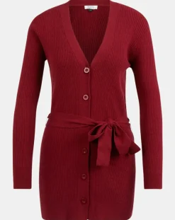 Galeries Lafayette Gilets Et Cardigans|Gilet en Maille côtelée stretch Fernand bordeaux