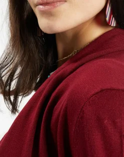 Galeries Lafayette Gilets Et Cardigans|Gilet en Maille fine col châle bordeaux