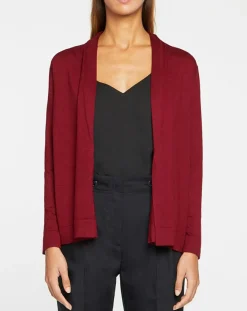 Galeries Lafayette Gilets Et Cardigans|Gilet en Maille fine col châle bordeaux