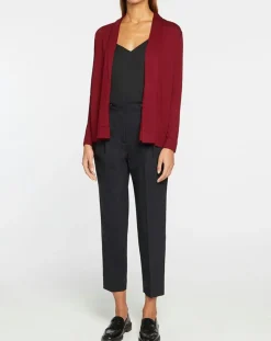 Galeries Lafayette Gilets Et Cardigans|Gilet en Maille fine col châle bordeaux